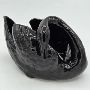 Elegant Black Swan Ceramic Figurine
